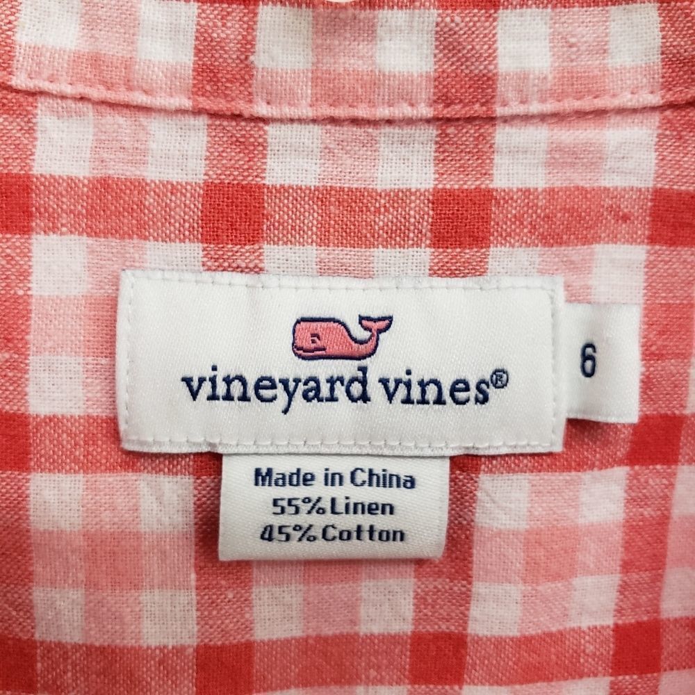 Vineyard Vines Quarter Button Up Gingham Top Size 6 - Picture 6 of 6